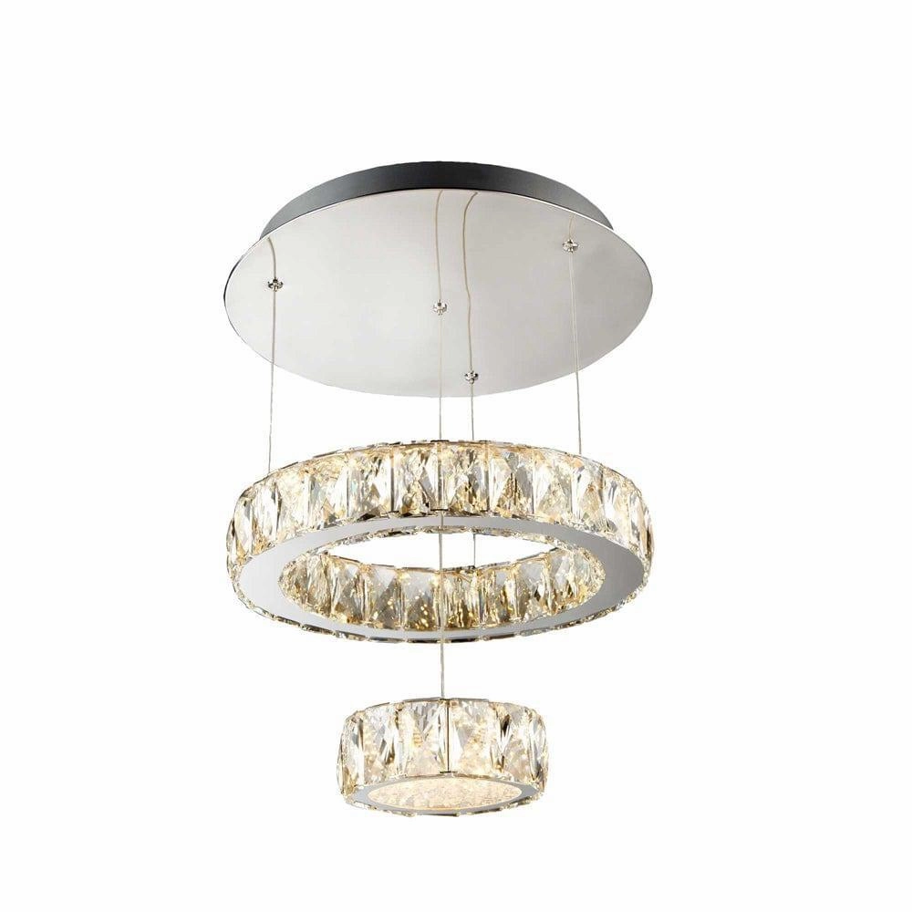 Searchlight Clover LED 2 Tier Flush Chrome Clear Glass white ceiling lamp