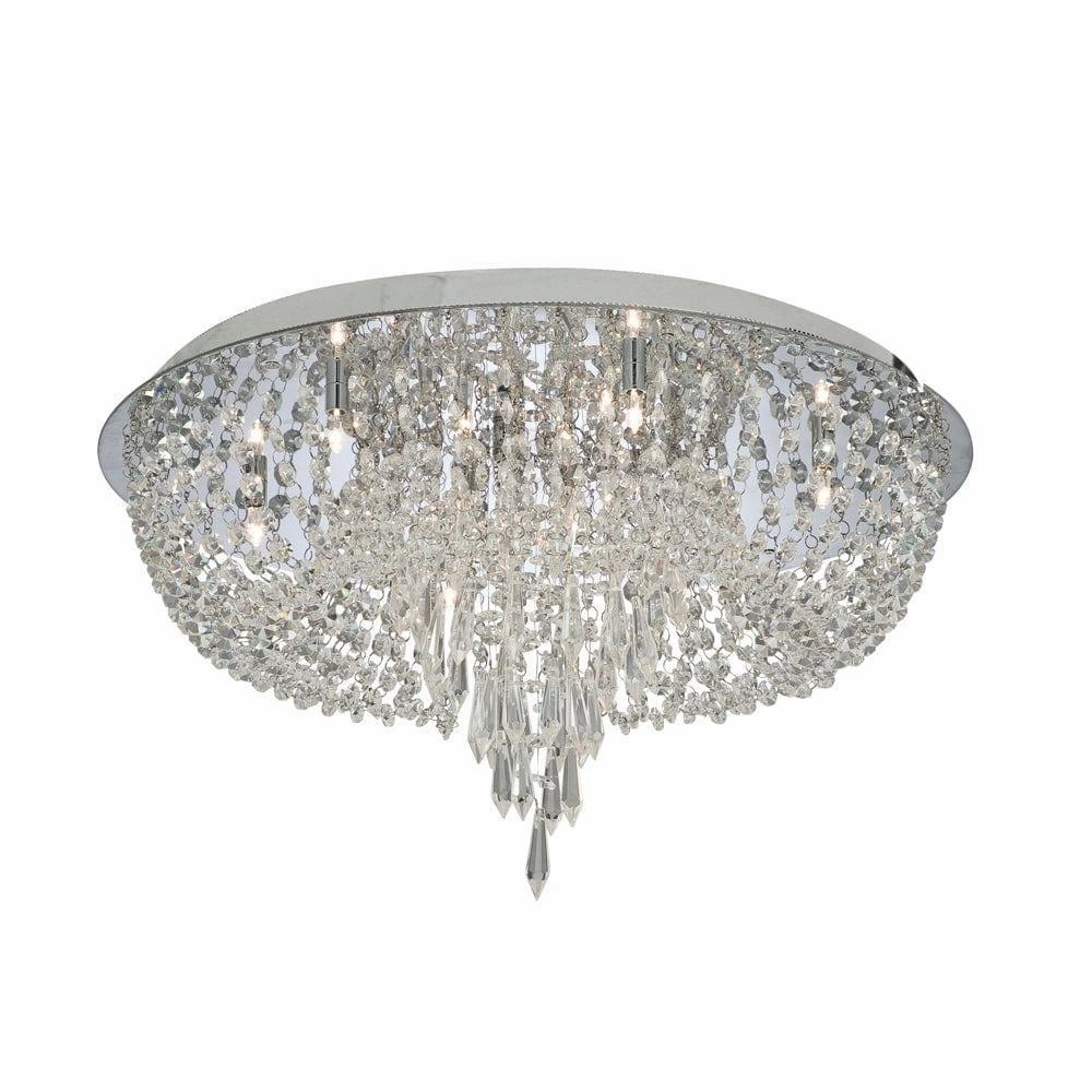 Searchlight Crisslet Chrome 10 Light Crystal Ceiling Flush soft glow ceiling light