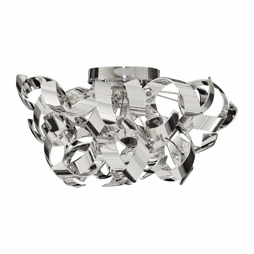 Searchlight Curls 3 Light Chrome Half Flush Ceiling Light soft glow ceiling light
