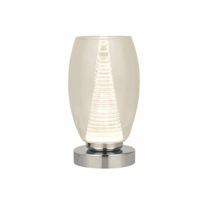Searchlight Cyclone 1 Light Chrome Table Lamp - Glass Shade energy-saving LED light