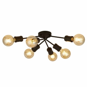 Searchlight Dance 6 Light Black Flush Spot Ceiling Light soft glow ceiling light