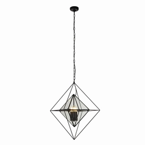 Searchlight Diamond 3 Light Black & Glass Ceiling Pendant soft glow ceiling light