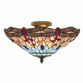 Searchlight Dragonfly Semi Flush Tiffany Ceiling Light recessed ceiling spot lamp