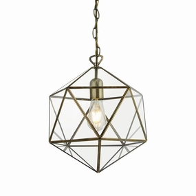 Searchlight Fairfax 1 Light Brass Geometric Prism Lantern sleek LED ceiling lamp