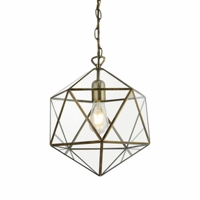 Searchlight Fairfax 1 Light Brass Geometric Prism Lantern white ceiling lamp