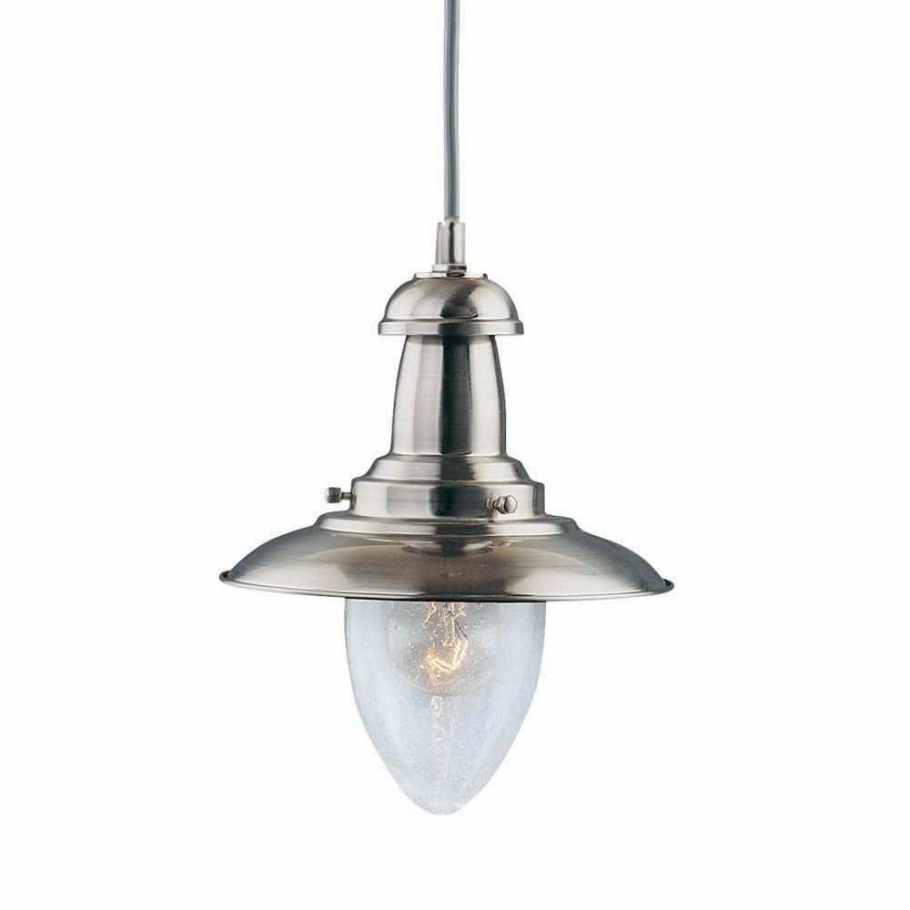 Searchlight Fisherman Baby Silver Lantern - Clear Glass white ceiling lamp