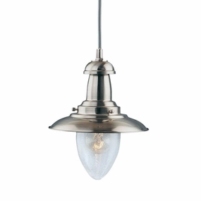 Searchlight Fisherman Baby Silver Lantern - Clear Glass white ceiling lamp