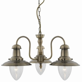 Searchlight Fisherman Brass & Glass 3 Light Ceiling Pendant sleek LED ceiling lamp