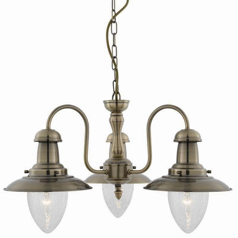 Searchlight Fisherman Brass & Glass 3 Light Ceiling Pendant sleek LED ceiling lamp