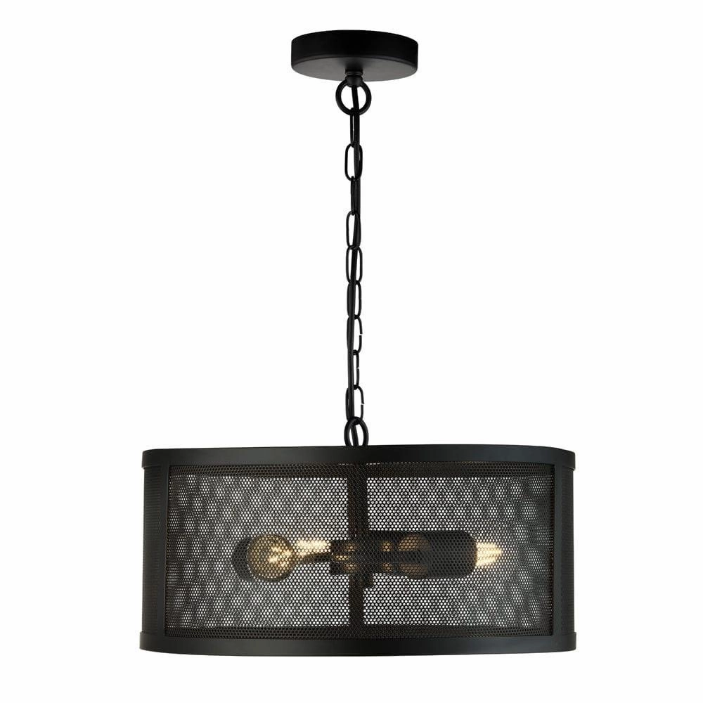 Searchlight Fishnet 3 Light Black Drum Ceiling Pendant soft glow ceiling light
