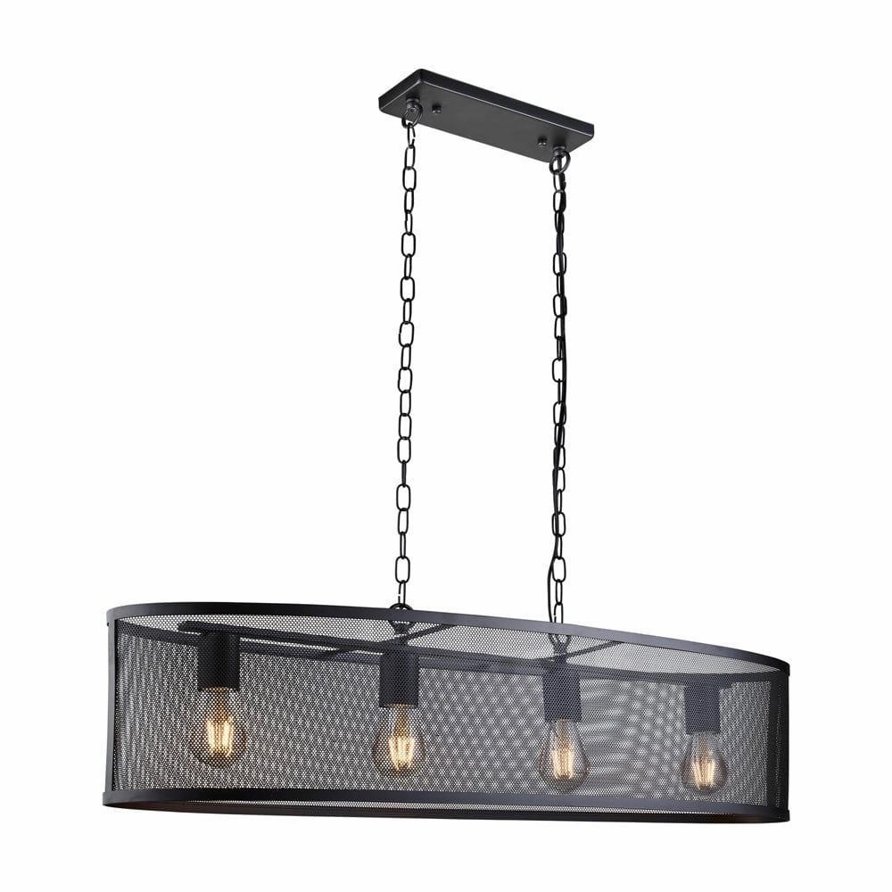 Searchlight Fishnet 4 Light Black Drum Flush Ceiling Light soft glow ceiling light