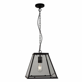 Searchlight Lantern Noir 1 Light Black/Glass Ceiling Pendant soft glow ceiling light