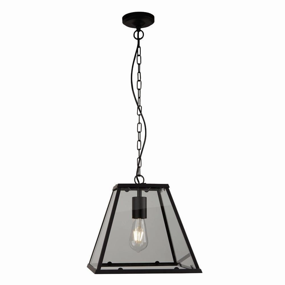 Searchlight Lantern Noir 1 Light Black/Glass Ceiling Pendant soft glow ceiling light