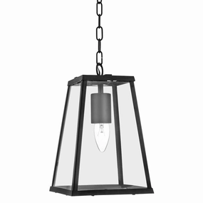 Searchlight Lantern Noir 1 Light Black/Glass Tapered Lantern ambient ceiling fixture