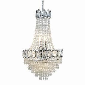 Searchlight Louis Philipe Crystal 6 Light Chrome Chandelier ambient ceiling fixture