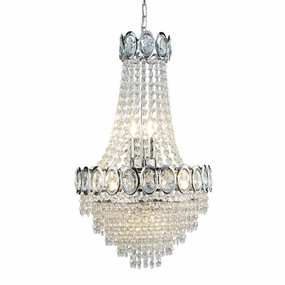 Searchlight Louis Philipe Crystal 6 Light Chrome Chandelier soft glow ceiling light