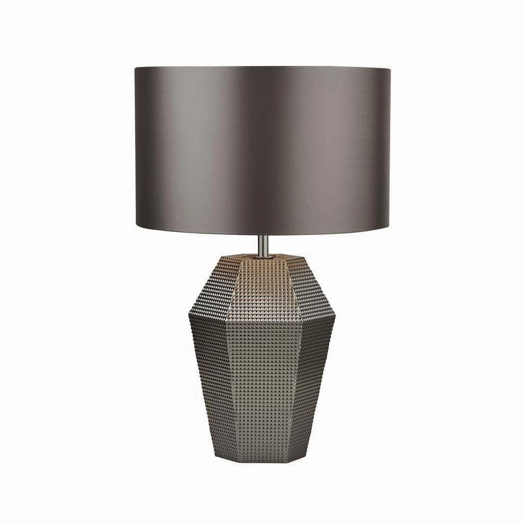 Searchlight Lucy Smoked Glass Table Lamp - Grey Drum Shade energy-saving LED light