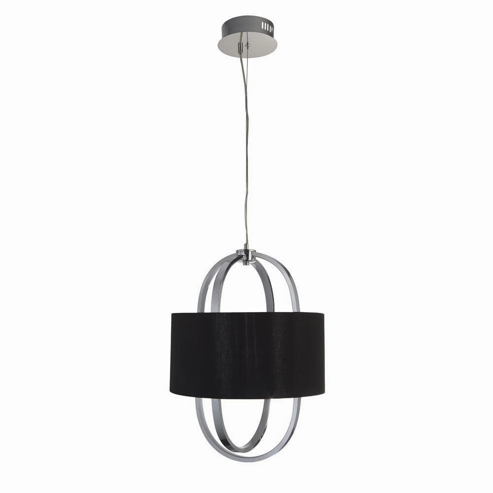Searchlight Madrid Chrome LED Ceiling Pendant With Black Shade