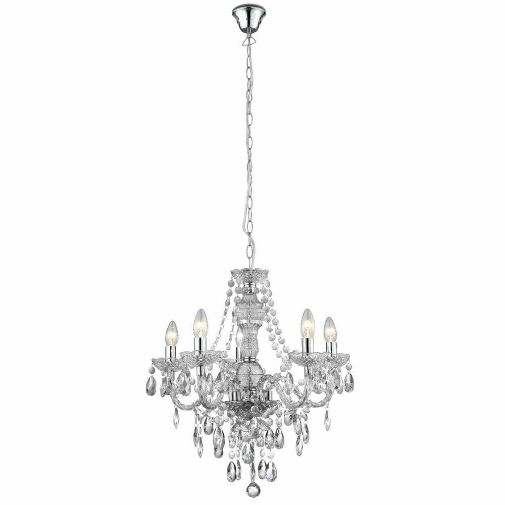 Searchlight Marie Therese 5 Light Clear Acrylic Chandelier soft glow ceiling light
