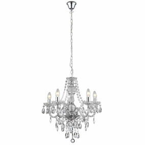 Searchlight Marie Therese 5 Light Clear Acrylic Chandelier soft glow ceiling light
