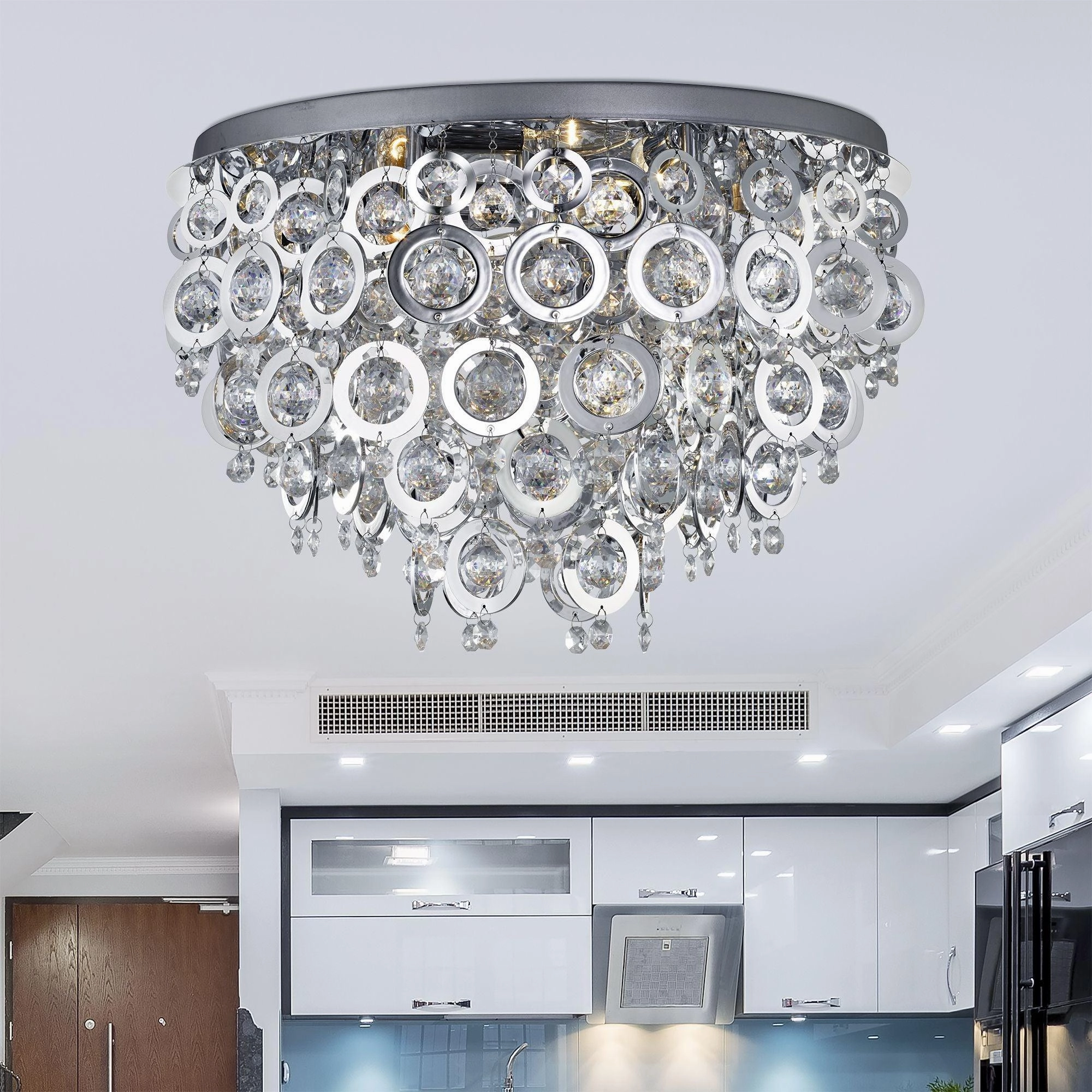Searchlight Nova 5 Light Chrome/Acrylic Flush Ceiling Light