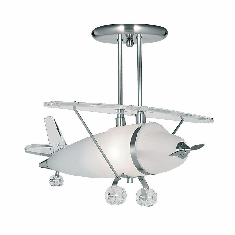 Searchlight Novelty Acrylic & Chrome Airplane Pendant Light white ceiling lamp