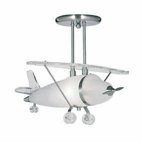 Searchlight Novelty Acrylic & Chrome Airplane Pendant Light white ceiling lamp