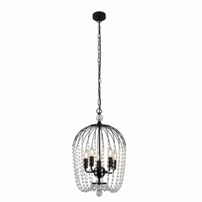 Searchlight Shower 5 Light Black & Crystal Ceiling Pendant soft glow ceiling light