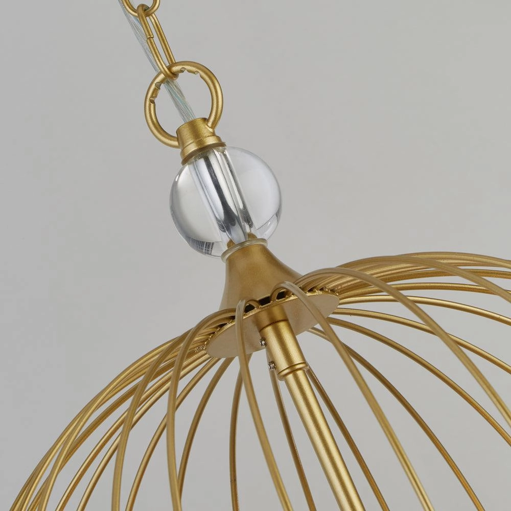 Searchlight Shower 5 Light Gold & Crystal Ceiling Pendant