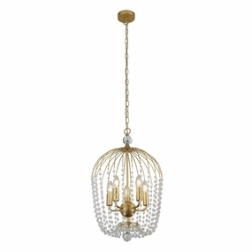 Searchlight Shower 5 Light Gold & Crystal Ceiling Pendant soft glow ceiling light