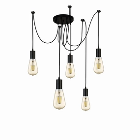 Searchlight Squiggle 5 Light Black Cable Ceiling Pendant ambient ceiling fixture