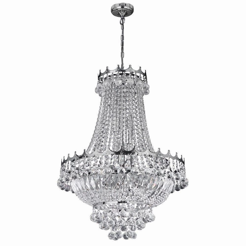 Searchlight Versailles 9 Light Chrome Chandelier white ceiling lamp