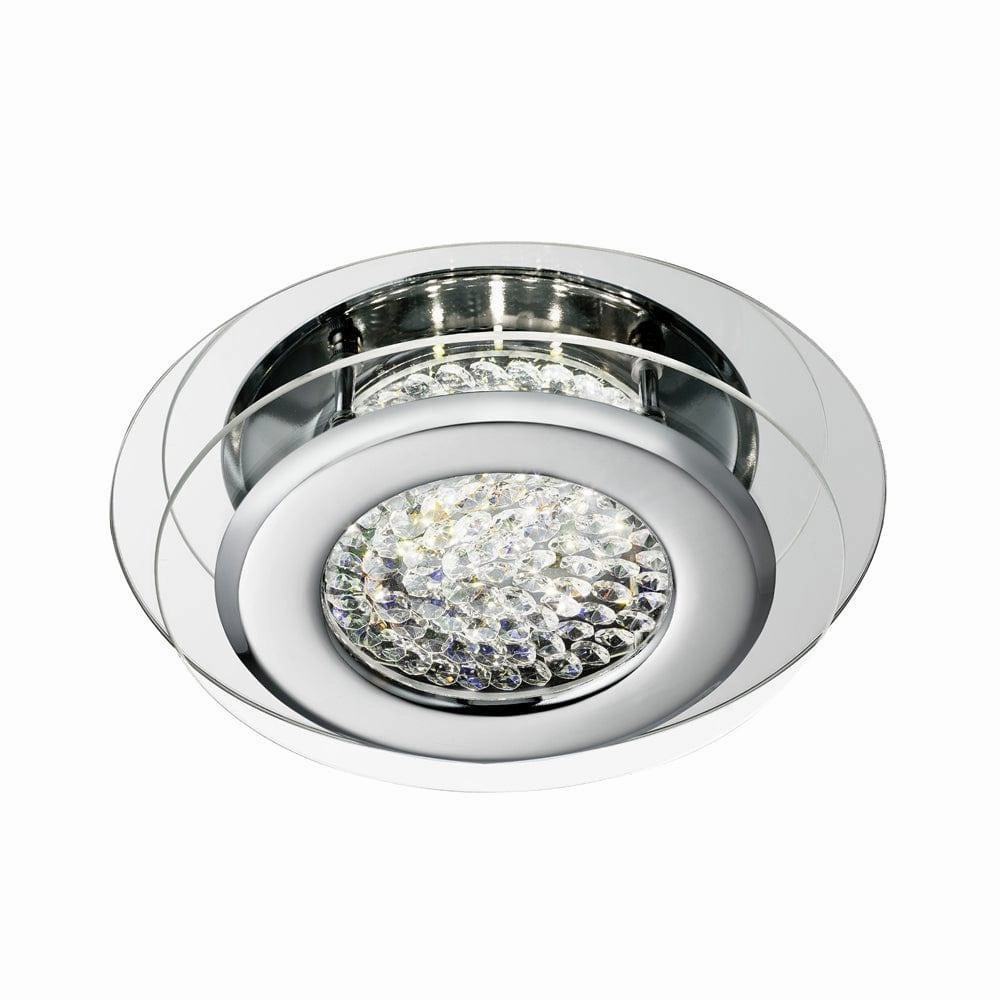 Searchlight Vesta LED Chrome & Crystal Ceiling Flush soft glow ceiling light