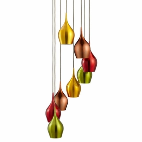 Searchlight Vibrant 8 Light Multi-Drop Coloured Pendants white ceiling lamp