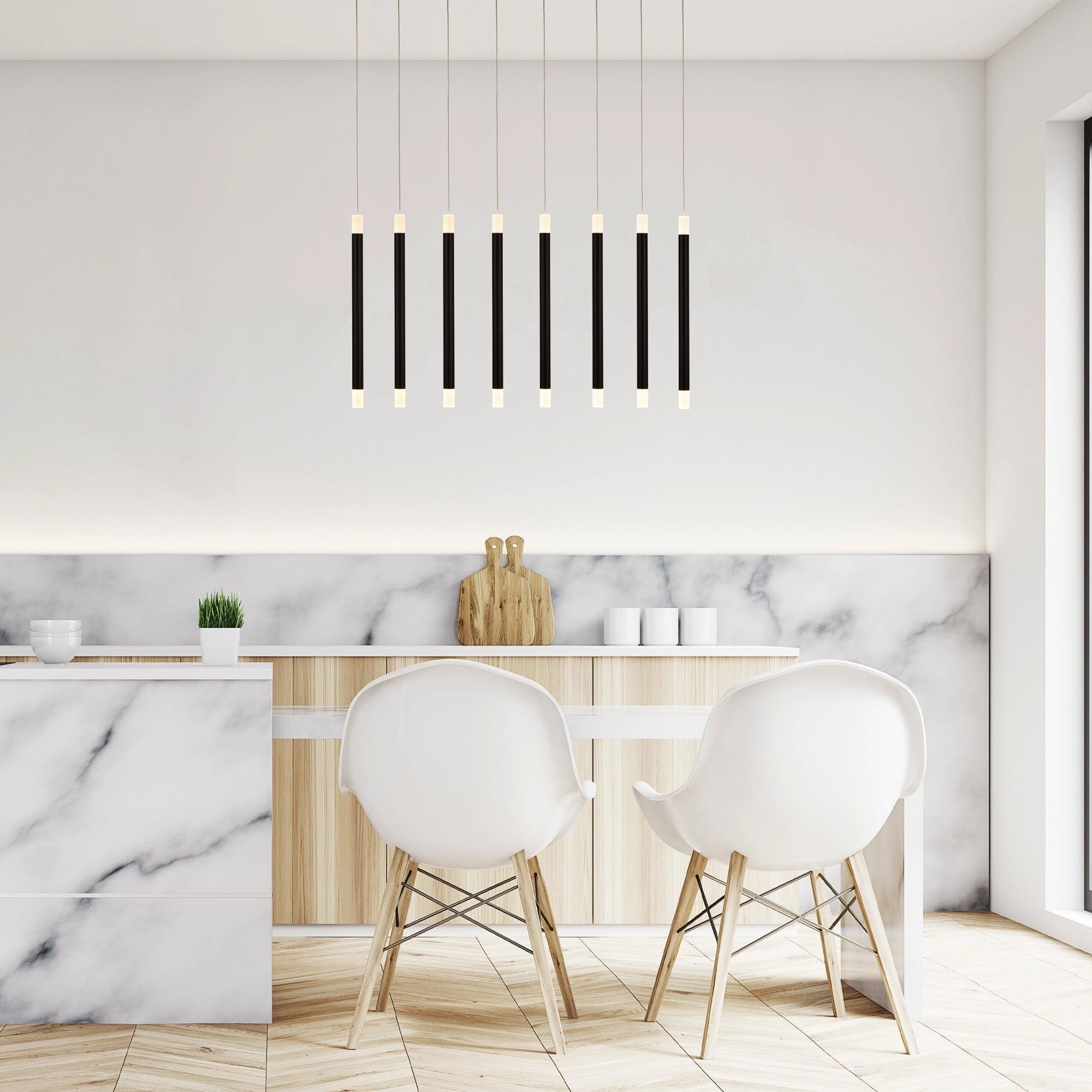 Searchlight Wands 8 Light Black LED Bar Ceiling Pendant