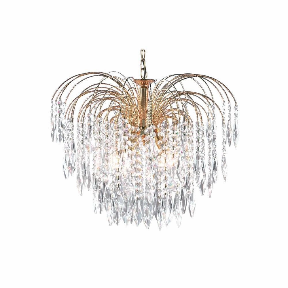 Searchlight Waterfall 5 Light Gold & Crystal Ceiling Pendant - Open Box sleek LED ceiling lamp