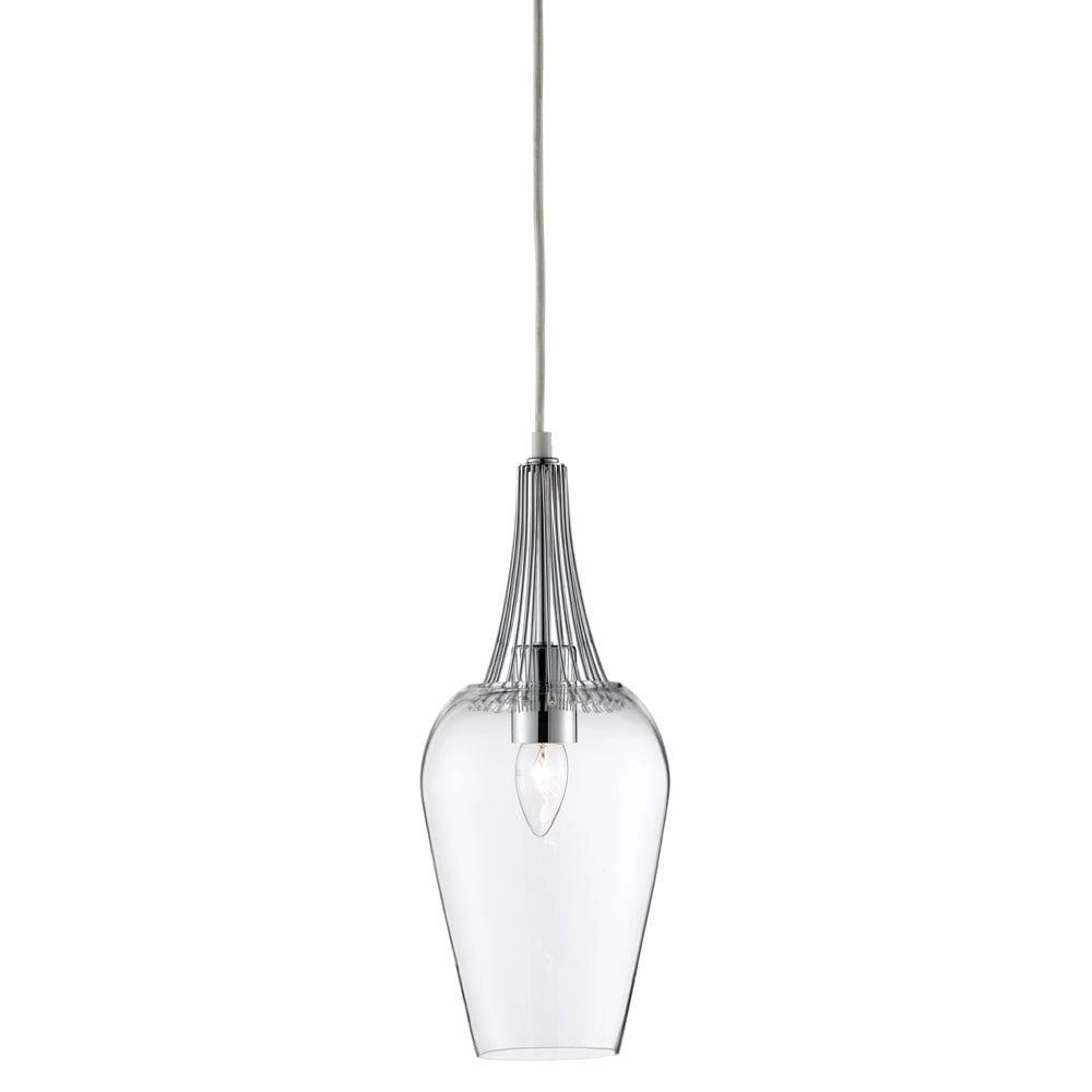 Searchlight Whisk Chrome & Clear Glass Ceiling Pendant soft glow ceiling light