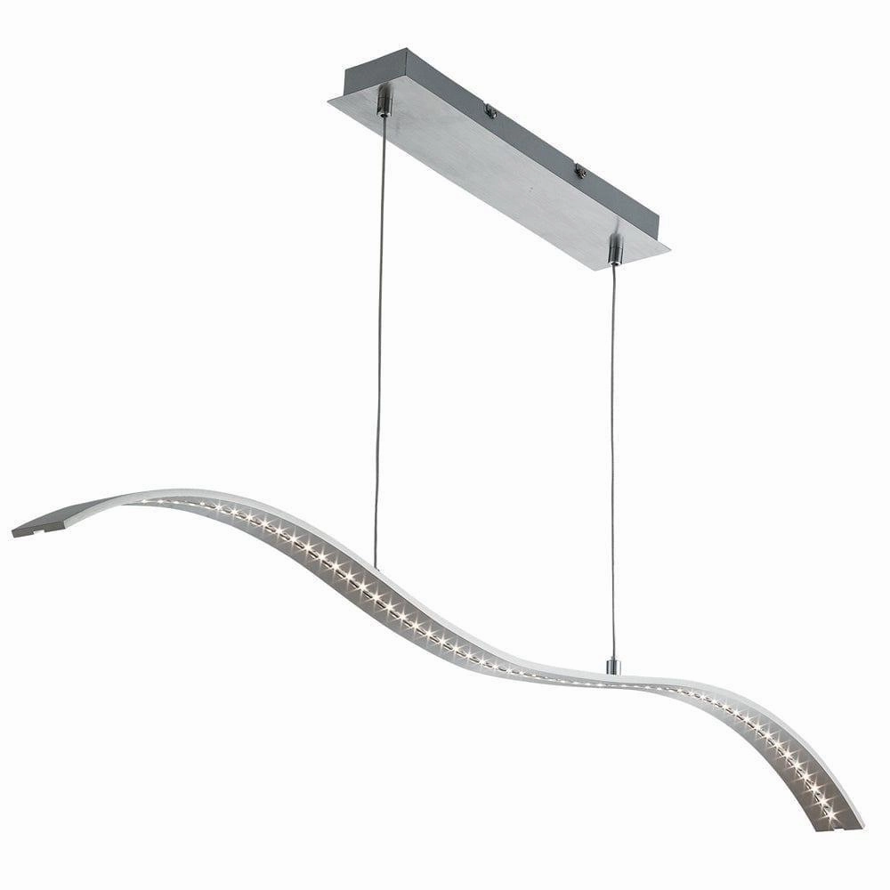 Searchlight Wing LED Silver Wavey Ceiling Pendant Bar soft glow ceiling light