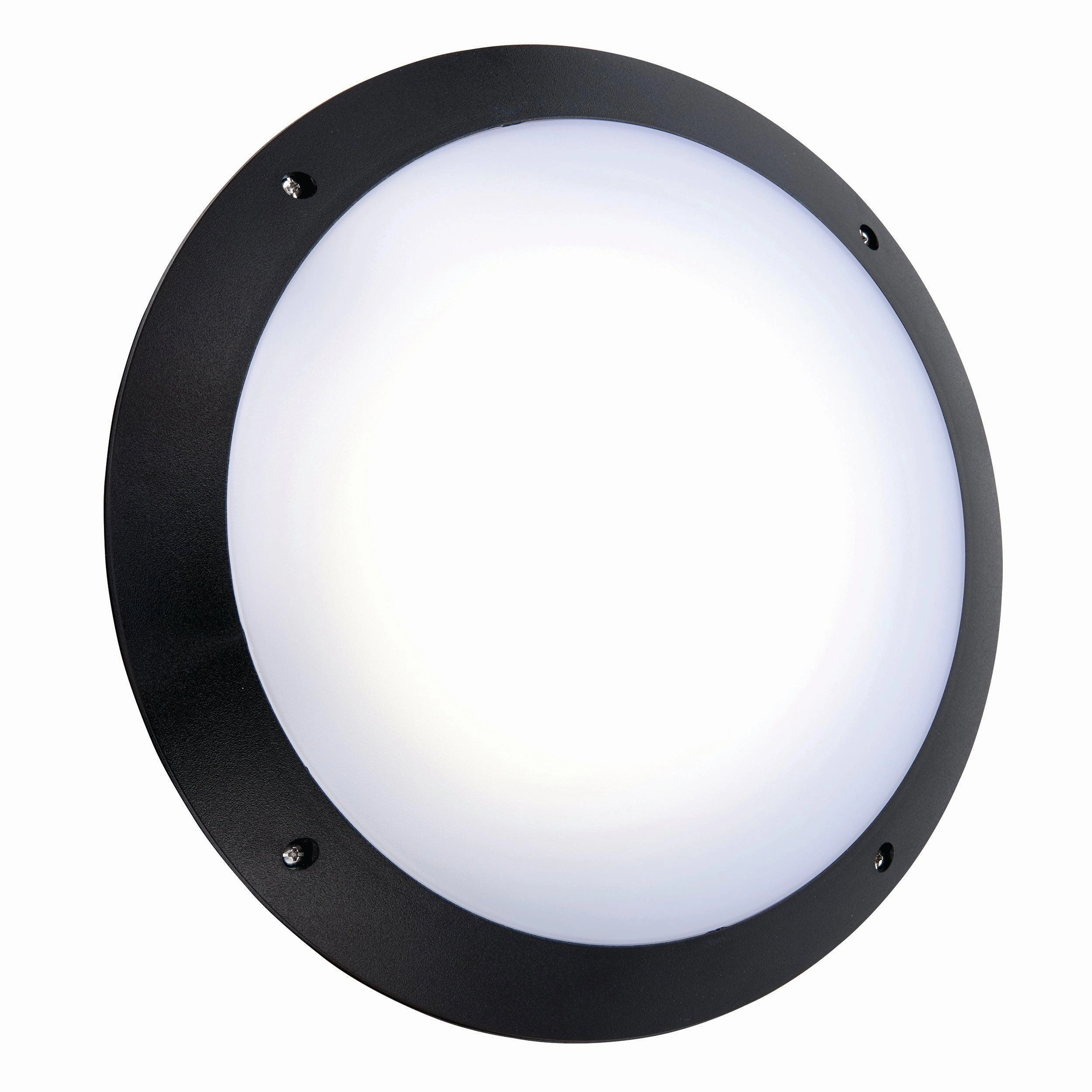 Seran Black Bulkhead Light with Microwave Sensor IP65 12W weatherproof garden light