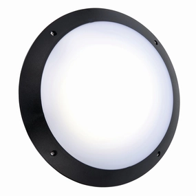 Seran Black Bulkhead Light with Microwave Sensor IP65 12W weatherproof garden light