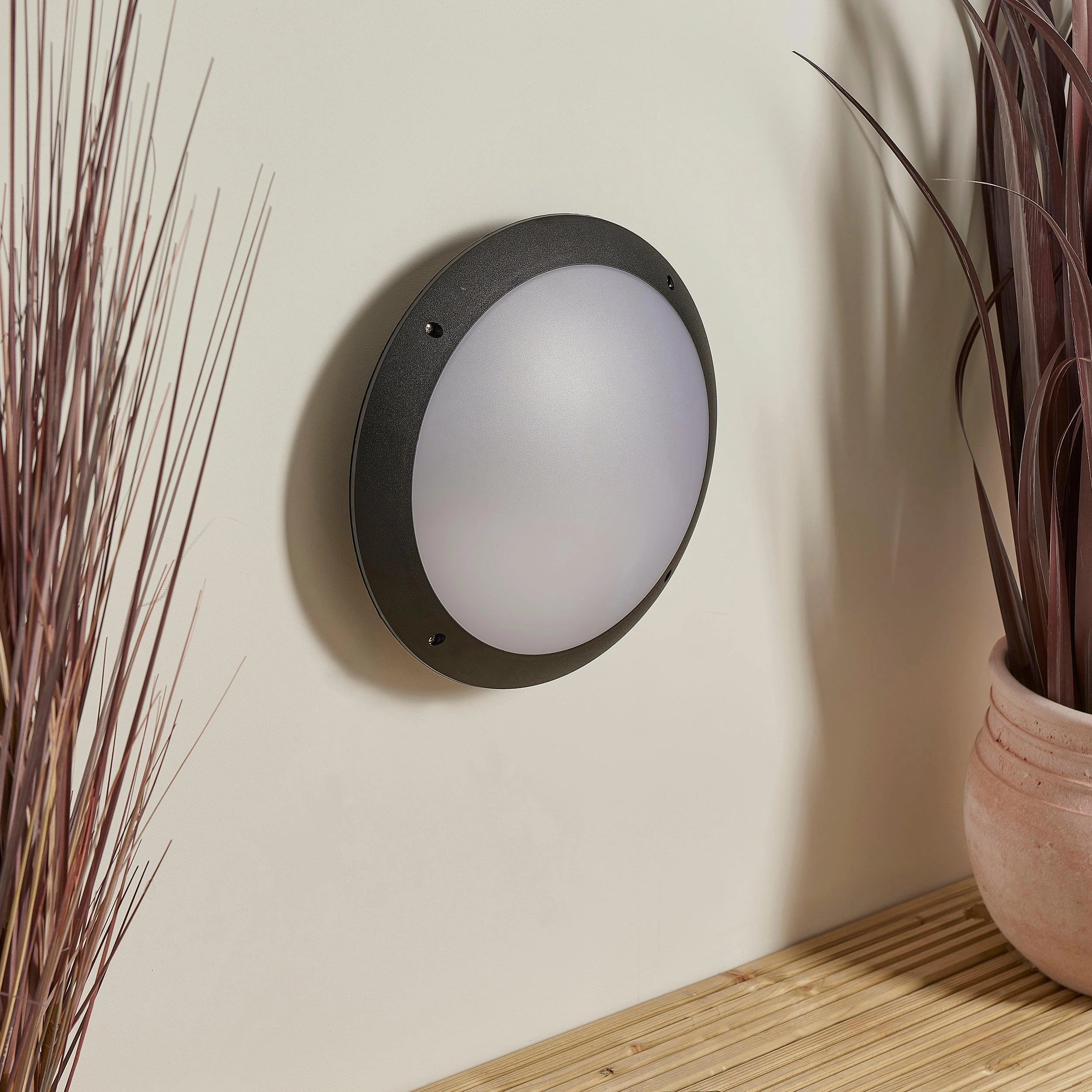 Seran Black Outdoor Flush Bulkhead Light IP65 12W