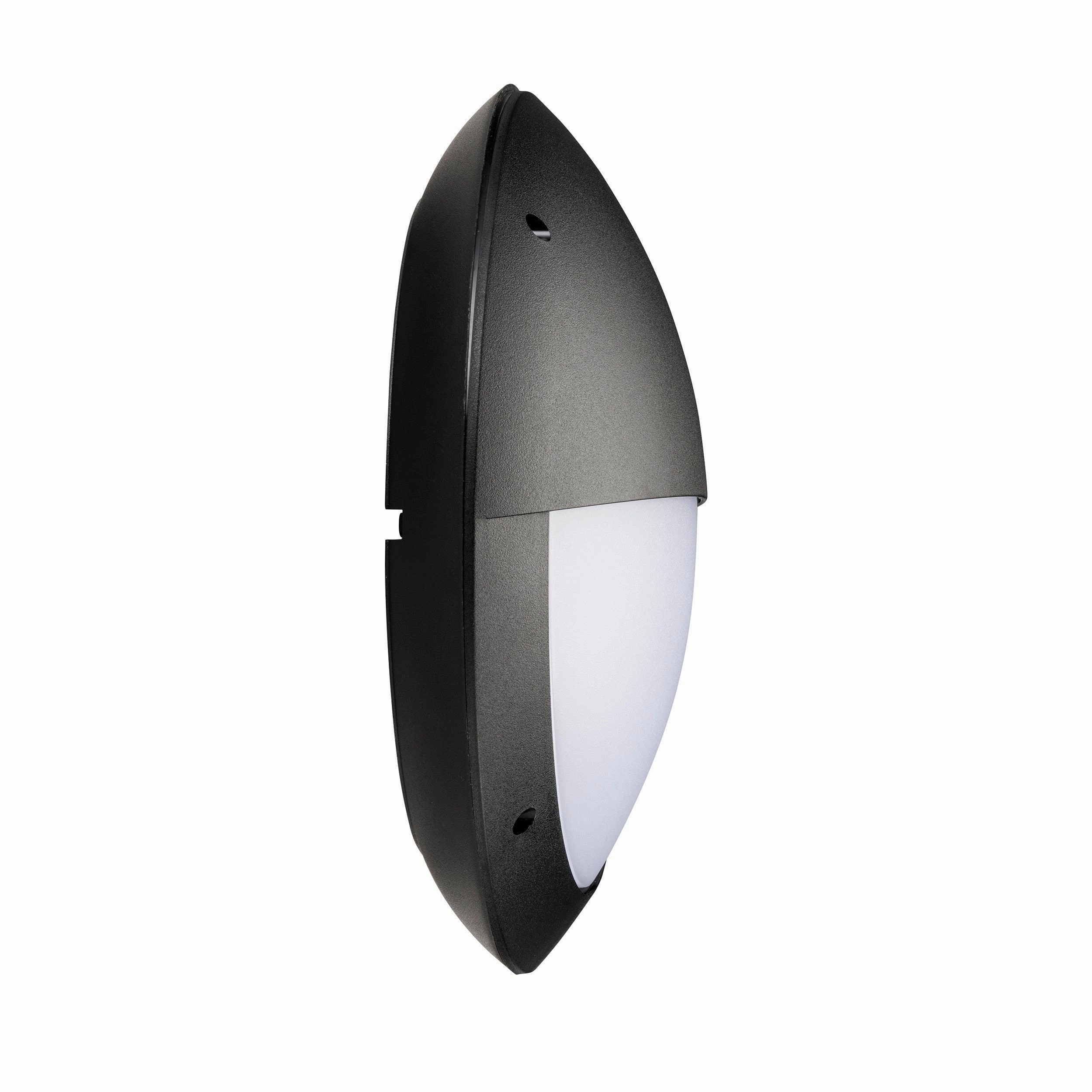 Seran Eyelid Black Bulkhead Light with Microwave Sensor IP65 12W