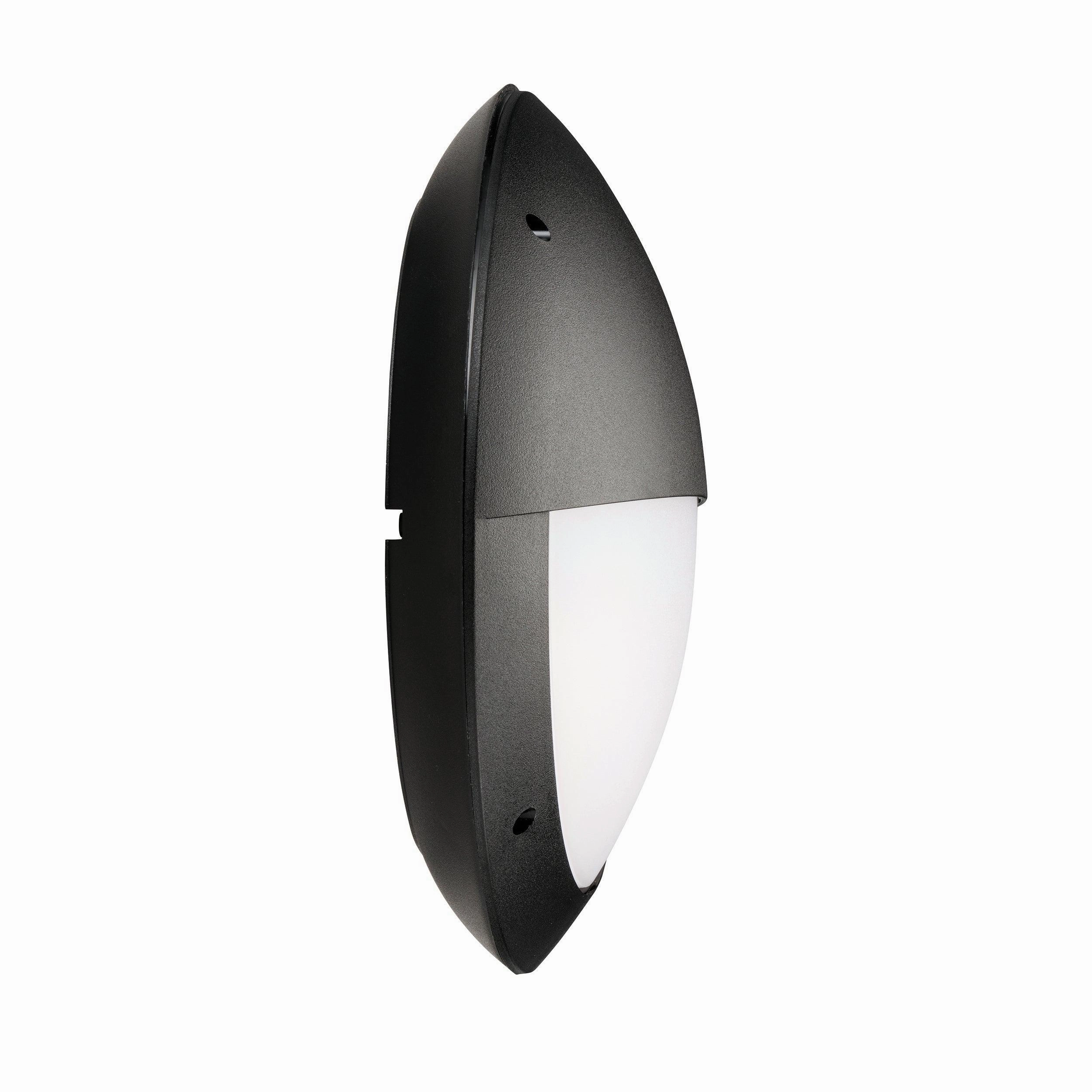 Seran Eyelid Black Bulkhead Light with Microwave Sensor IP65 12W