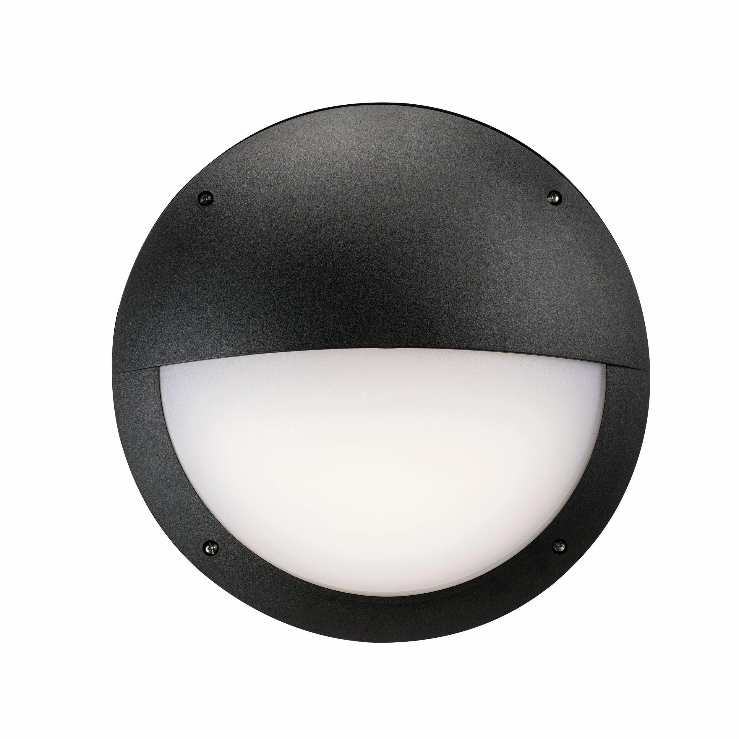 Seran Eyelid Black Bulkhead Light with Microwave Sensor IP65 12W