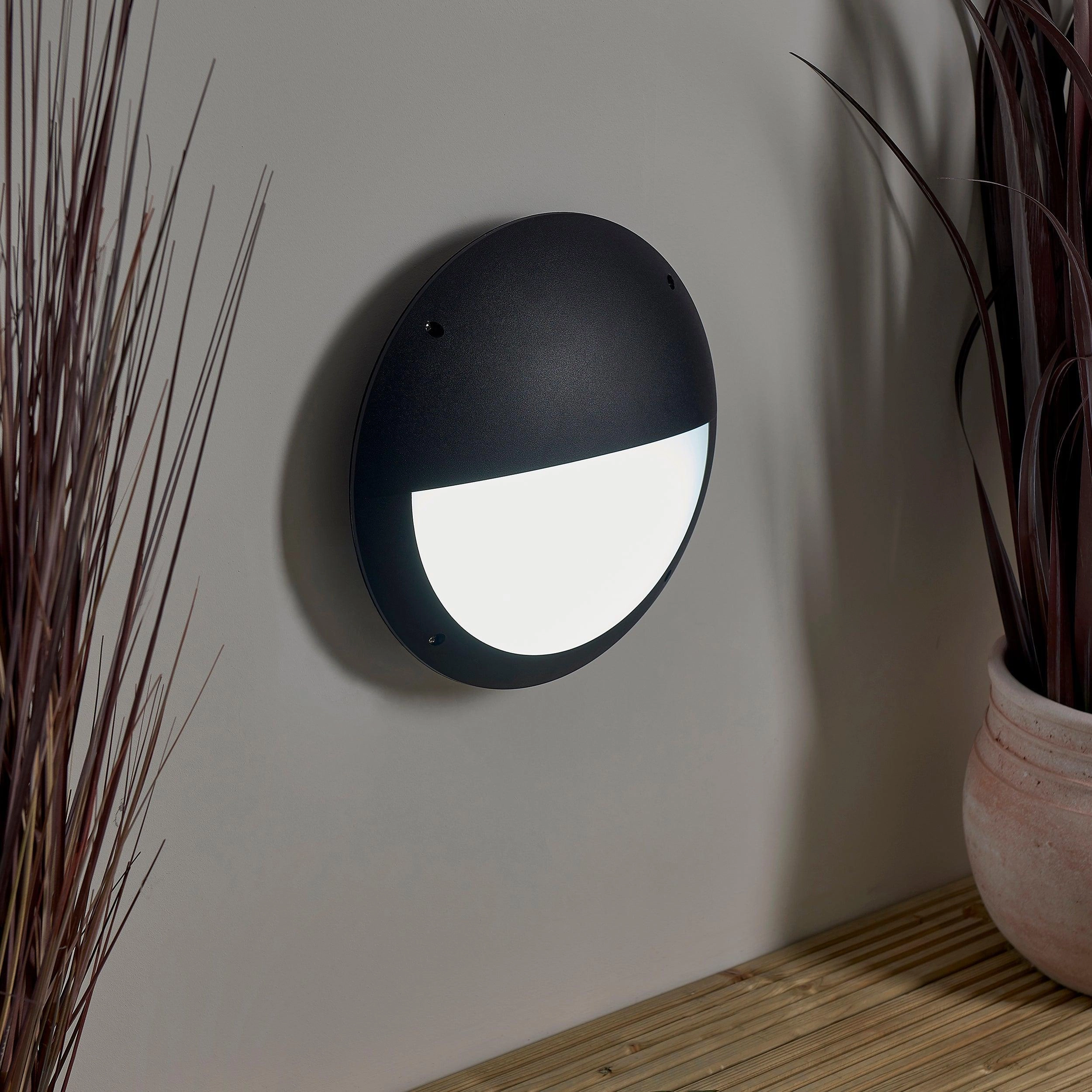 Seran Eyelid Black Outdoor Bulkhead Light IP65 12W