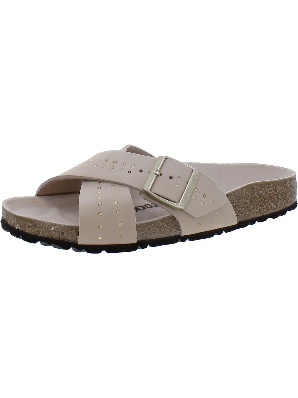 Siena Rivets Womens Nubuck Footbed Slide Sandals