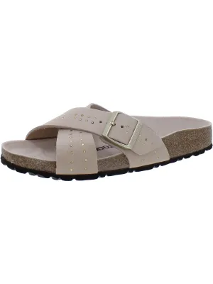 Siena Rivets Womens Nubuck Footbed Slide Sandals
