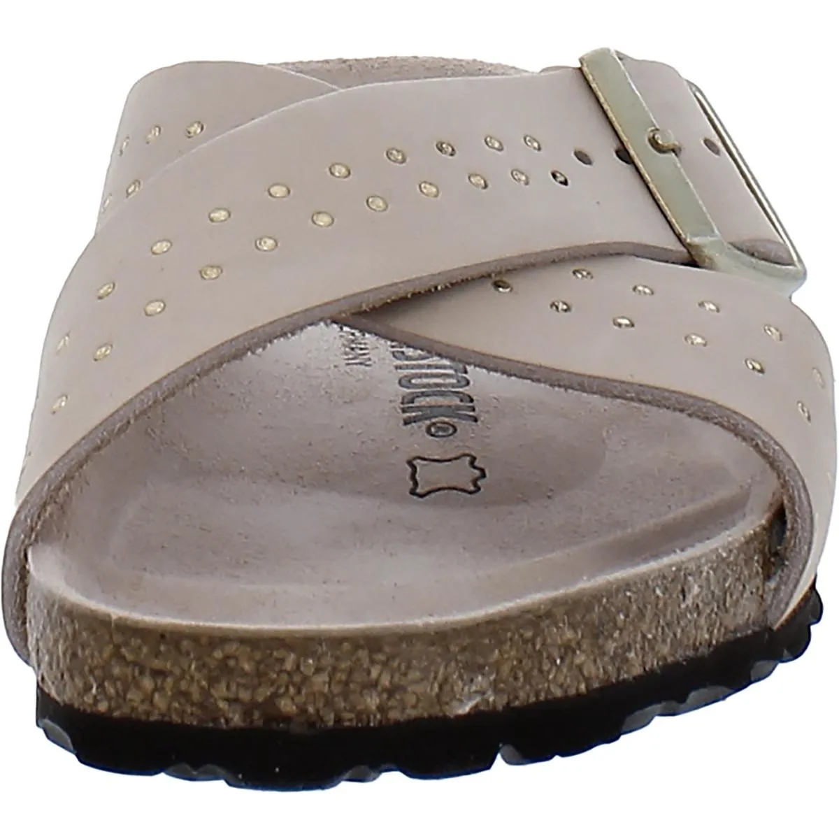 Siena Rivets Womens Nubuck Footbed Slide Sandals