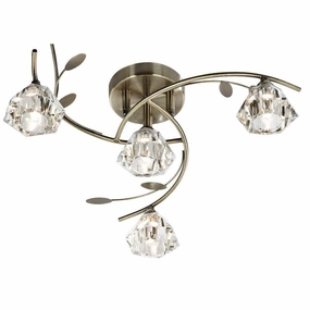 Sierra 4 Light Brass & Glass Semi-Flush Ceiling Light ambient ceiling fixture
