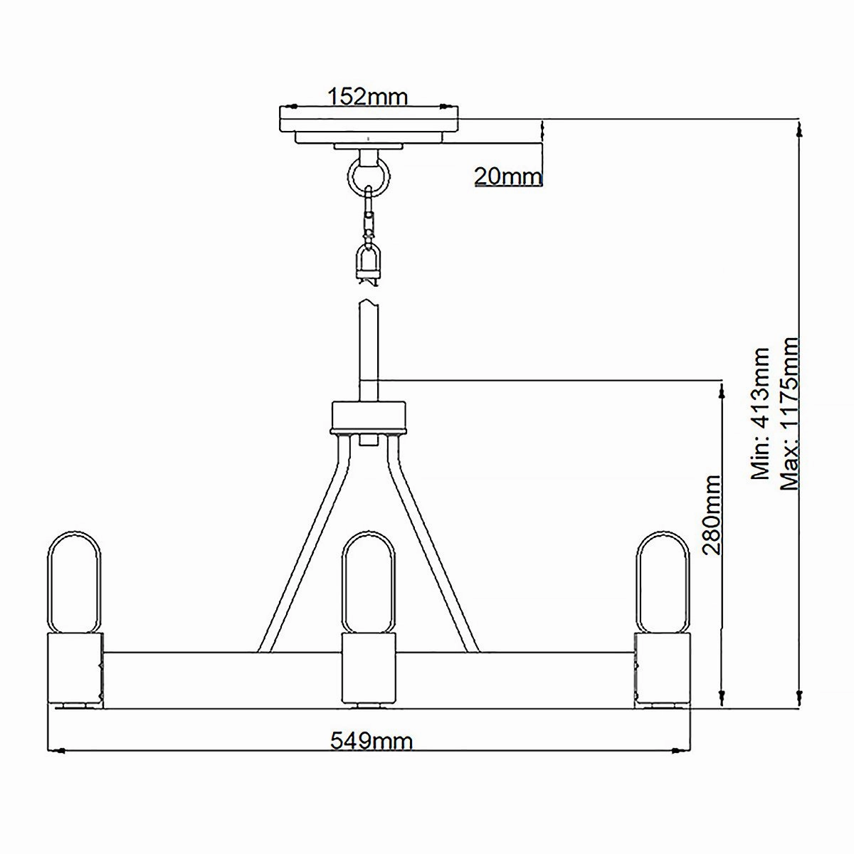 Silas 4 Light Zinc Pendant or Semi Flush Ceiling Light